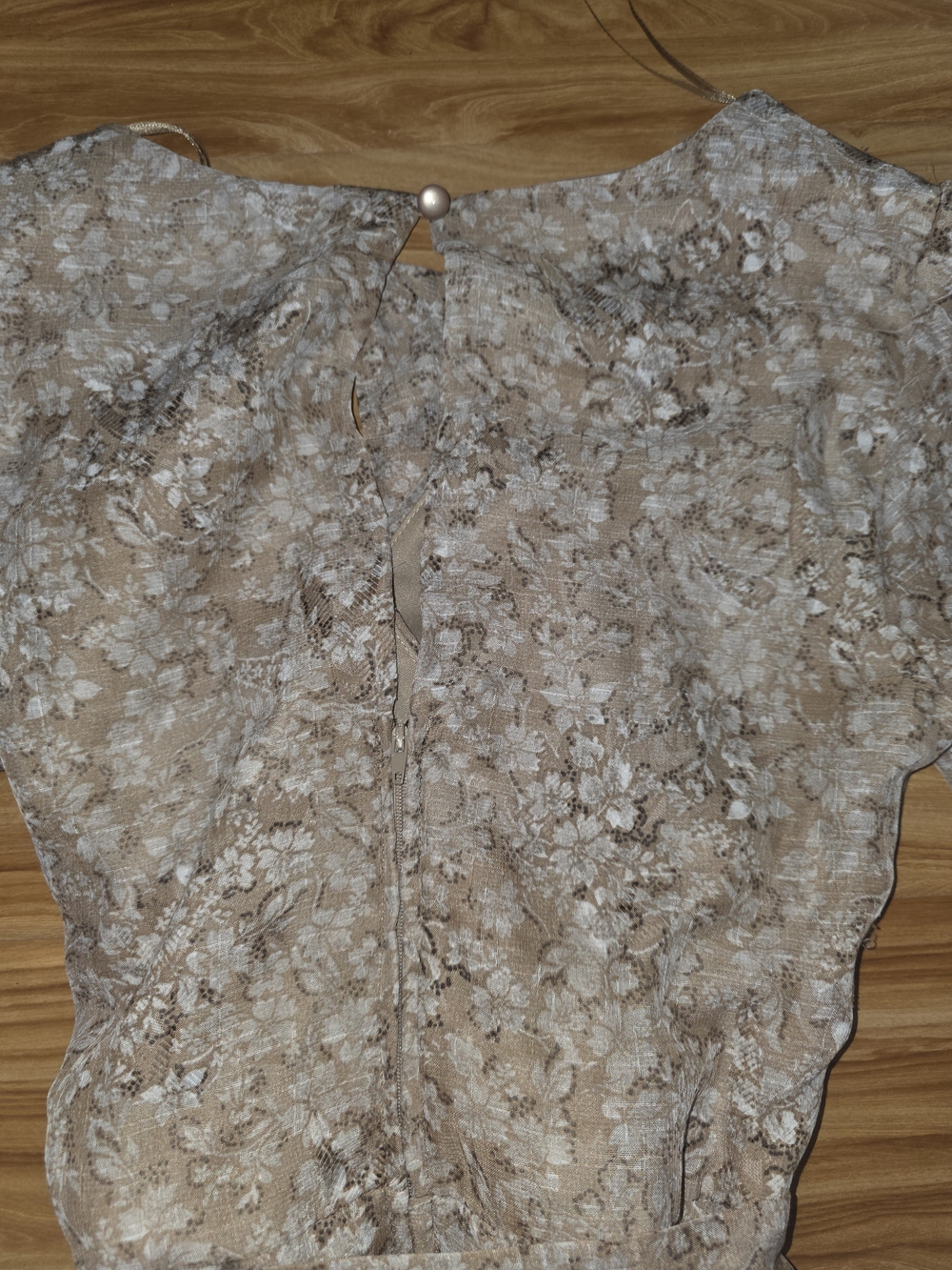 Francesca's Collections Taupe Floral Wrap Romper - Picture 8 of 8